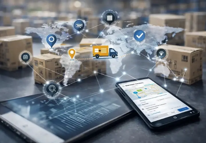 Digital logistics reporting with real-time shipment tracking on mobile device