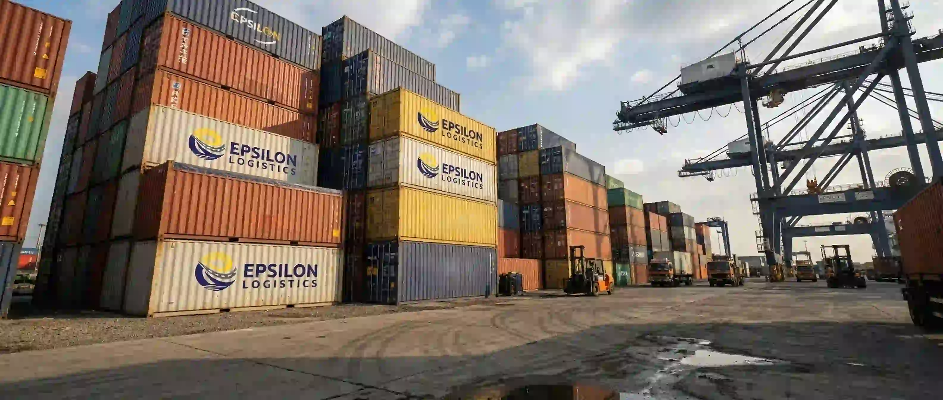 Shipping containers stacked at port terminal for international cargo handling