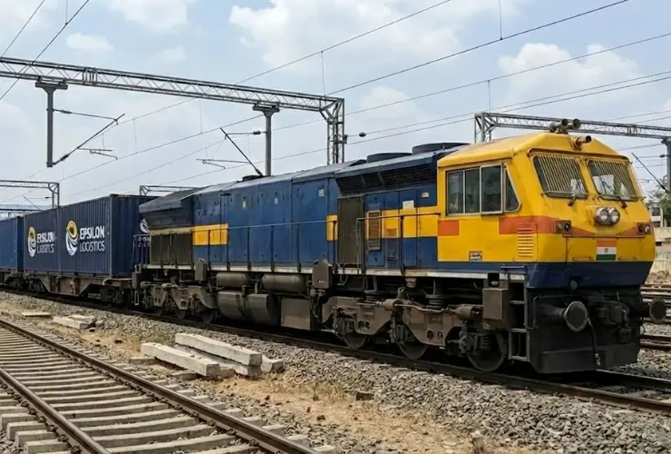 train transporting containers for rail cargo services