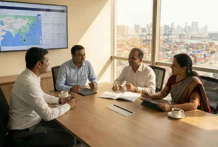 Logistics consulting meeting for supply chain planning and optimization