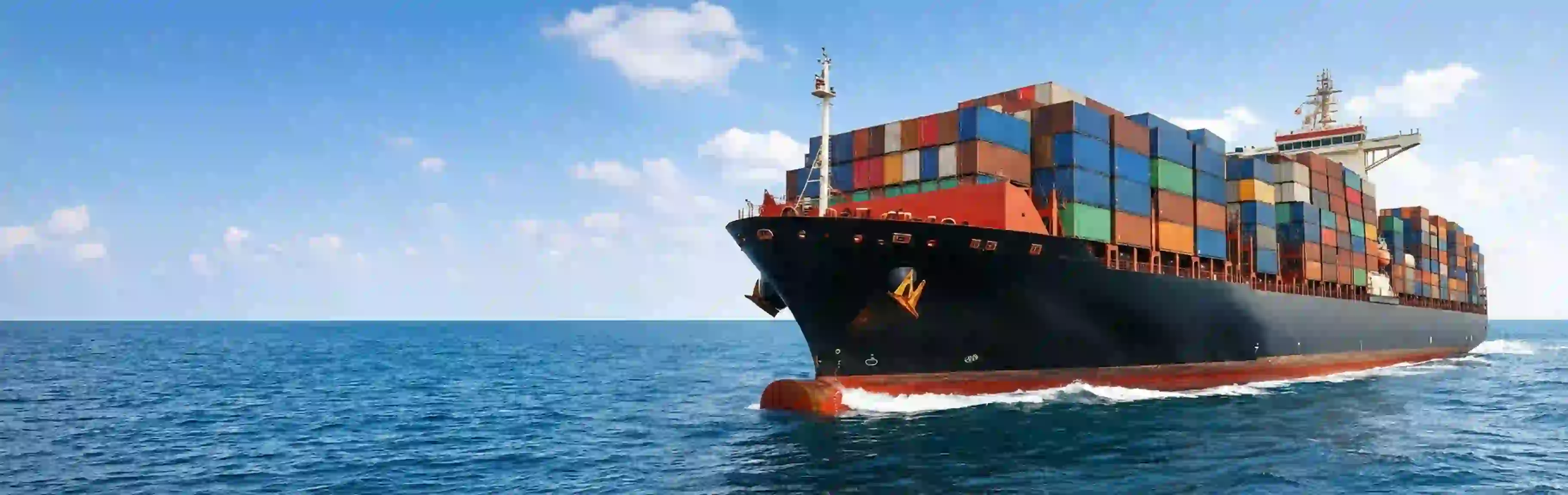 Container vessel sailing at sea for international shipping schedule